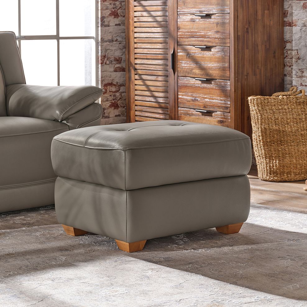 Dune Storage Footstool in Elephant Grey Leather 1