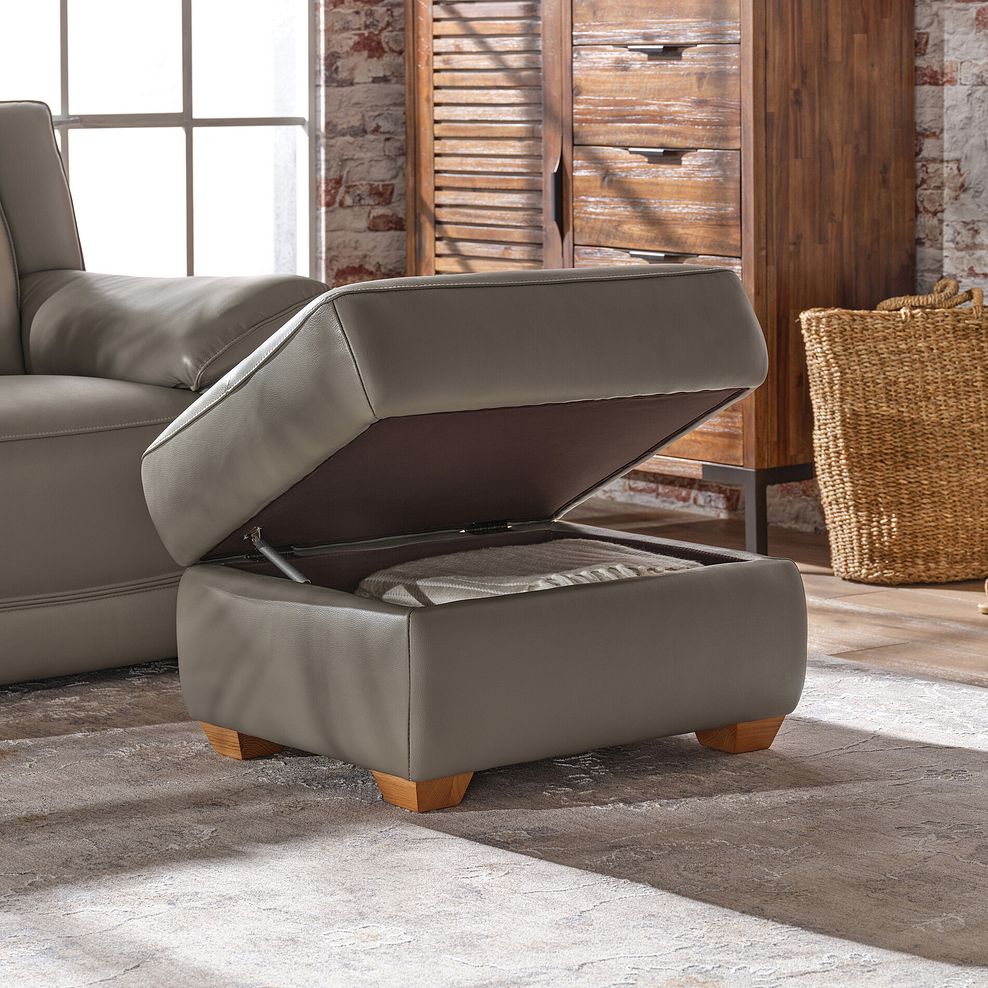 Dune Storage Footstool in Elephant Grey Leather 2