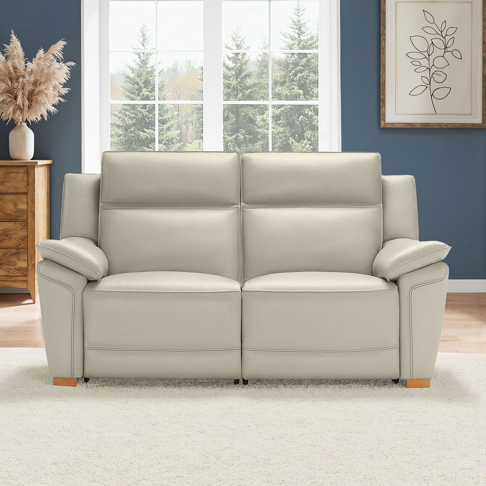 Dune 2 Seater Electric Recliner with Power Headrest Sofa in Light Grey Leather 1