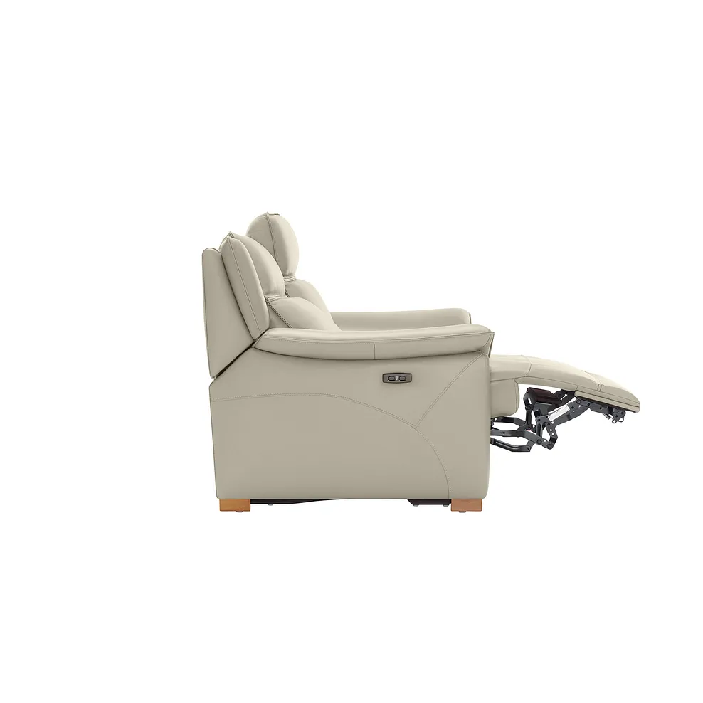 Dune 3 Seater Electric Recliner Sofa in Light Grey Leather 8