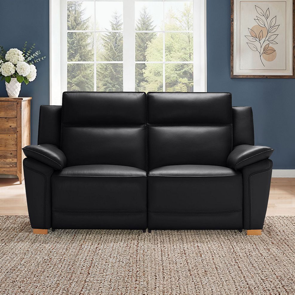 Dune 2 Seater Electric Recliner with Power Headrest Sofa in Midnight Leather 1
