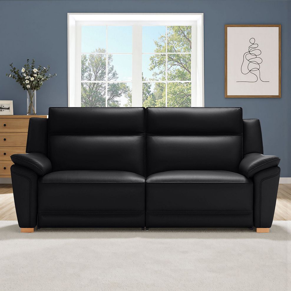 Dune 3 Seater Electric Recliner with Power Headrest Sofa in Midnight Leather 1