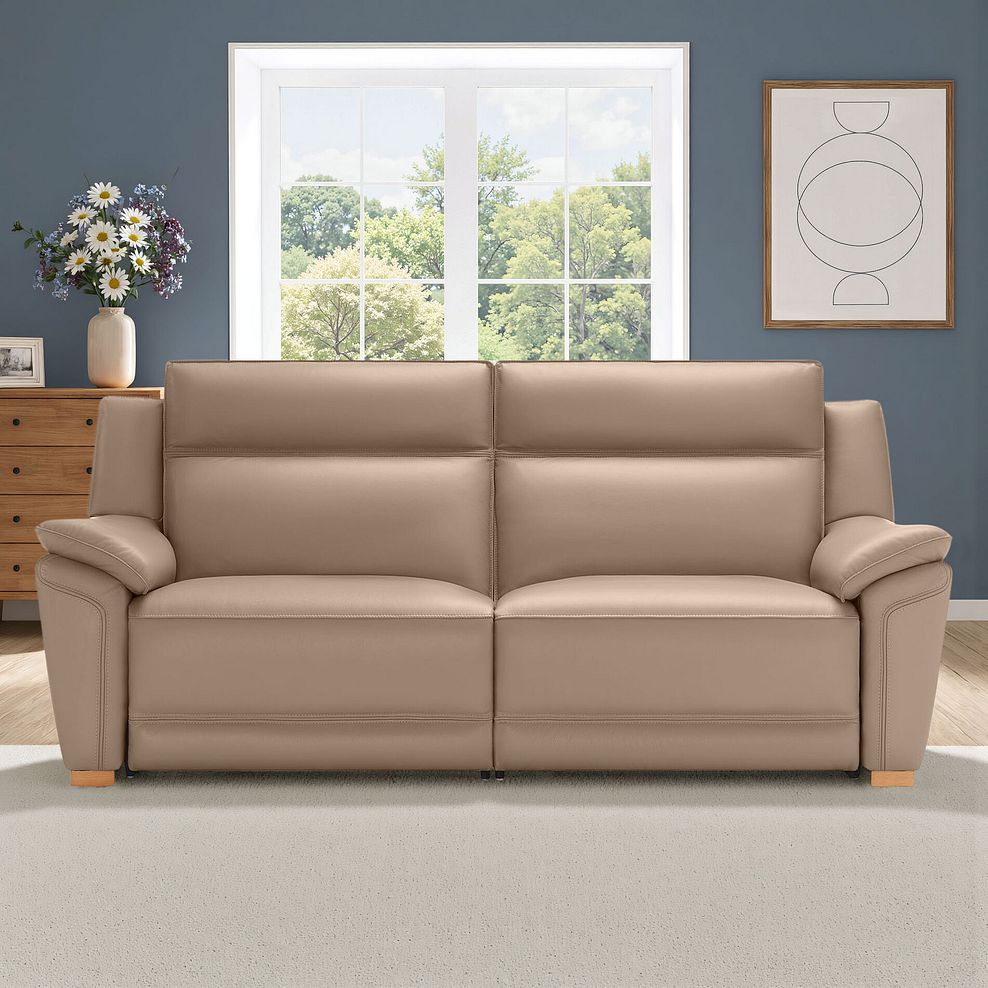 Dune 3 Seater Electric Recliner with Power Headrest Sofa in Pink Leather 1