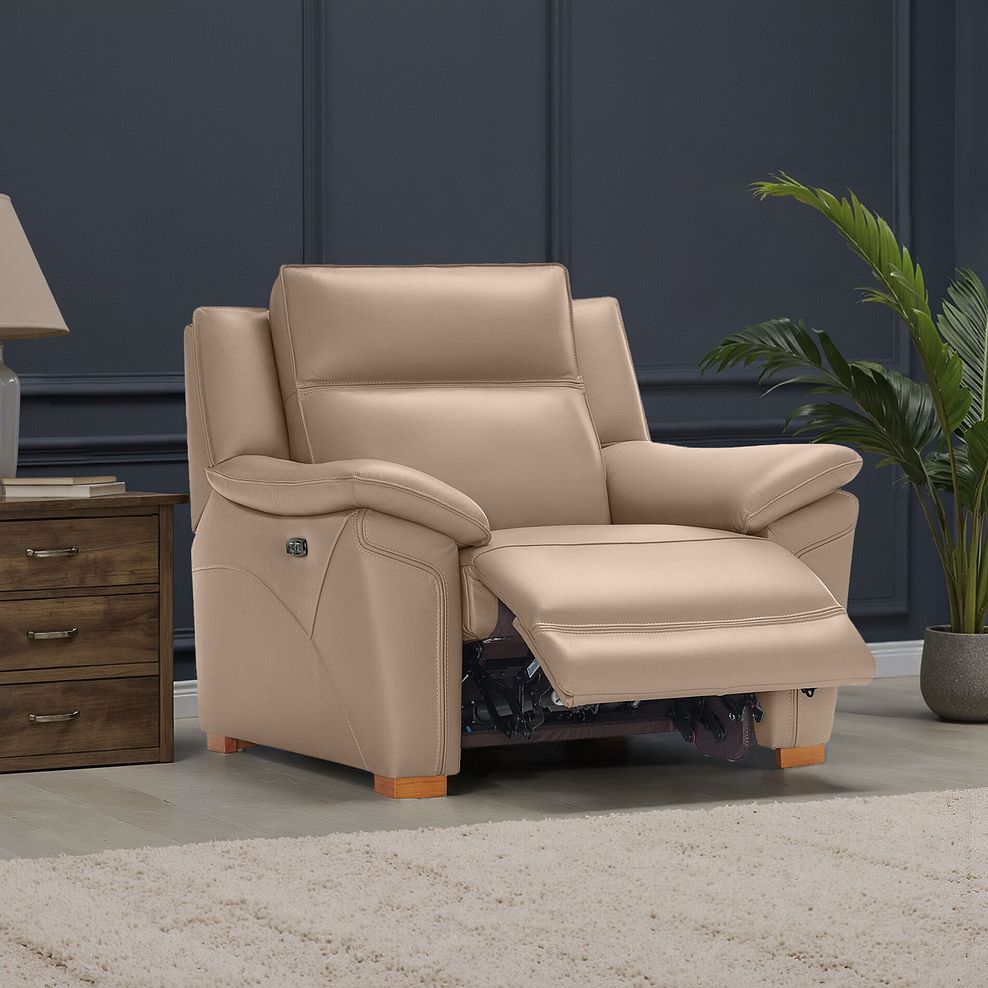 Dune Electric Recliner Armchair with Power Headrest Sofa in Pink Leather 1