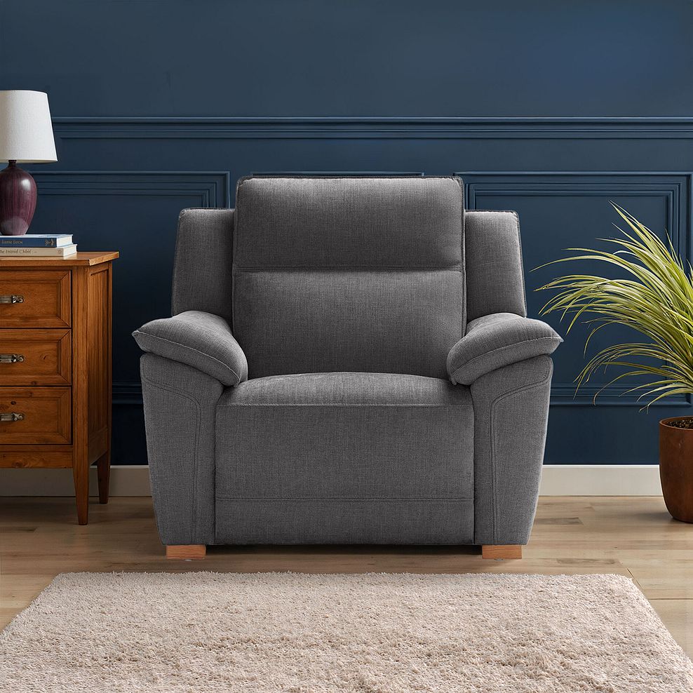 Dune Armchair in Sense Dark Grey Fabric 1