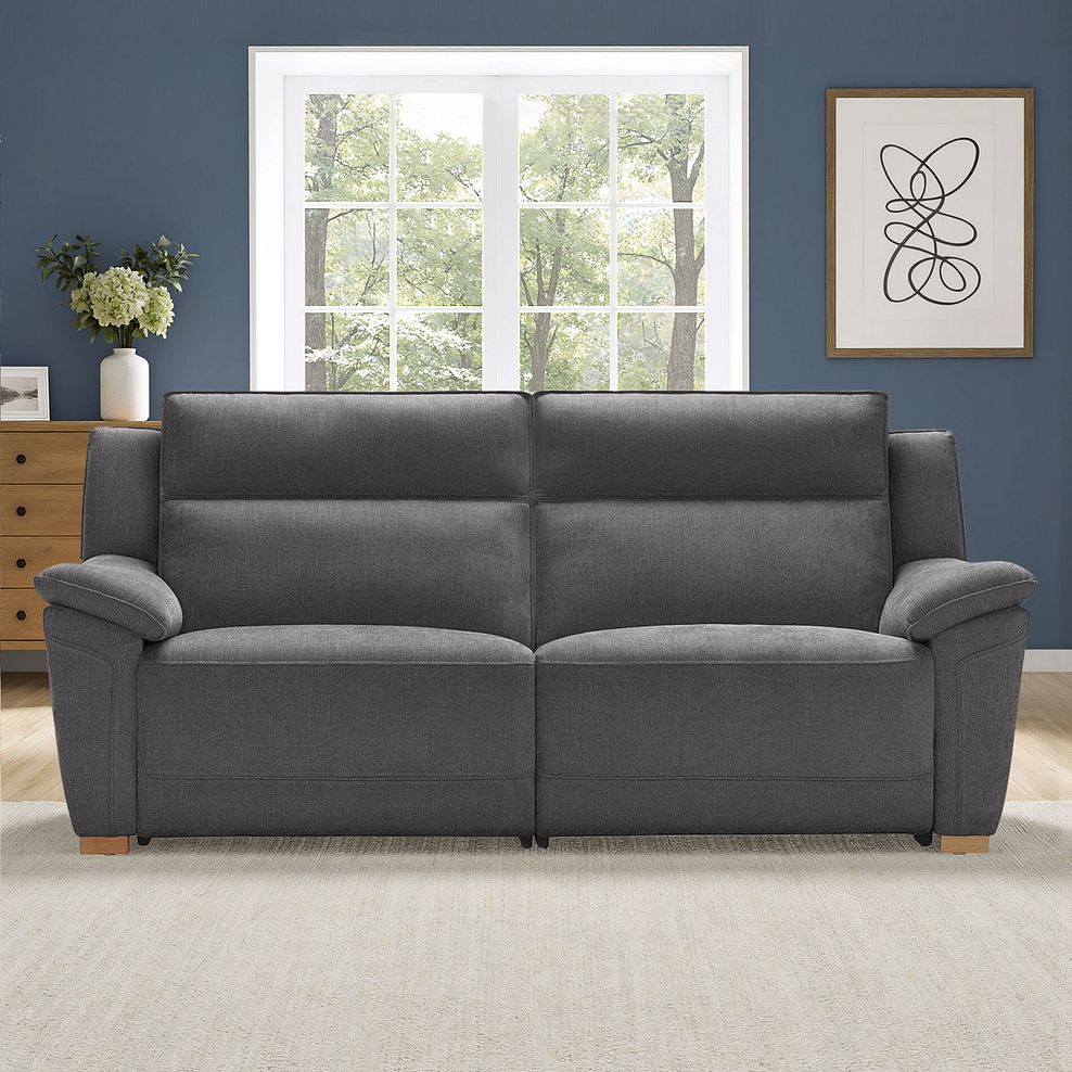 Dune 3 Seater Electric Recliner with Power Headrest Sofa in Sense Dark Grey Fabric 1