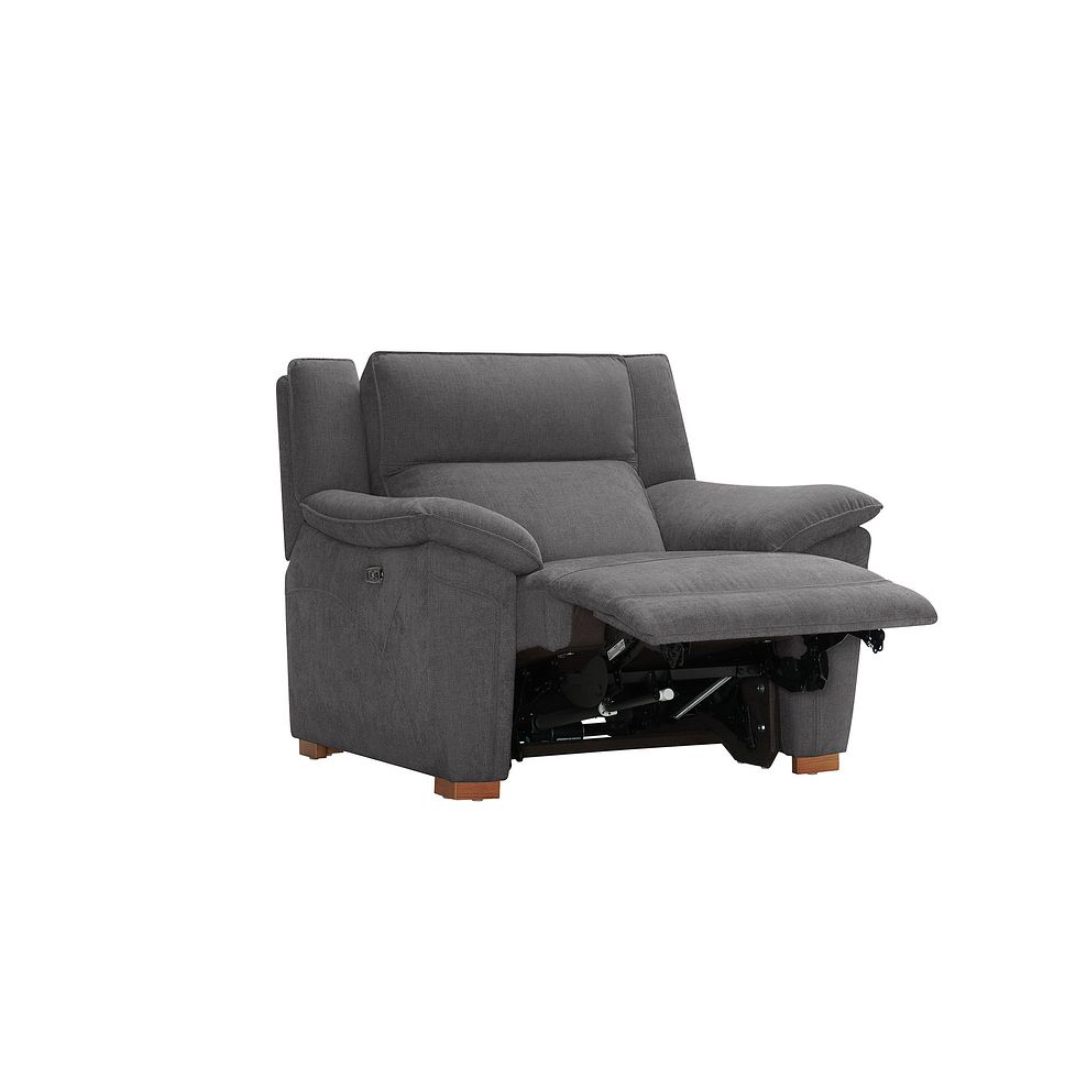 Dune Electric Recliner Armchair with Power Headrest Sofa in Sense Dark Grey Fabric 6