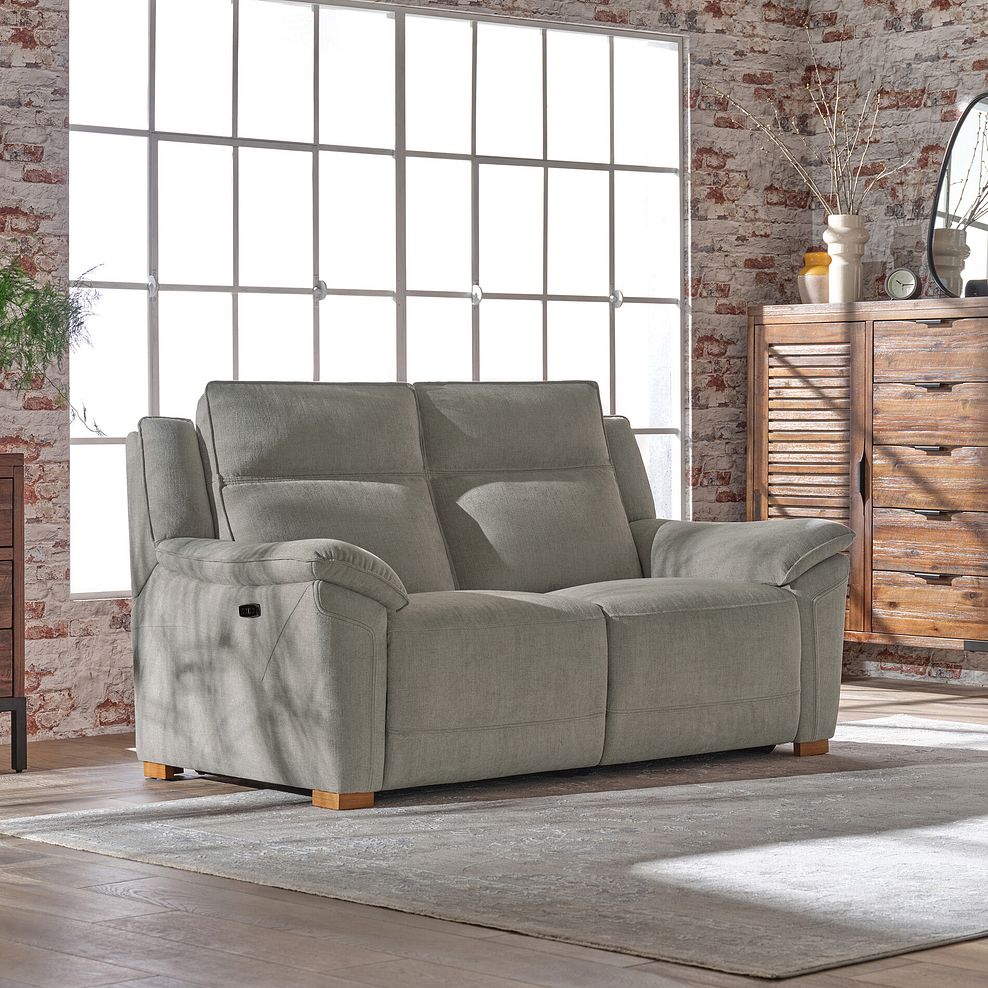 Dune 2 Seater Electric Recliner Sofa in Sense Light Grey Fabric 3