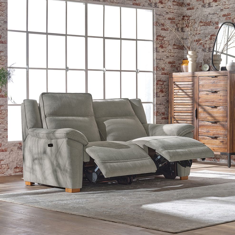 Dune 2 Seater Electric Recliner Sofa in Sense Light Grey Fabric 2