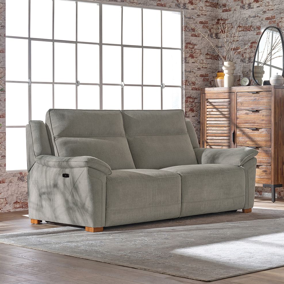 Dune 3 Seater Electric Recliner Sofa in Sense Light Grey Fabric 2