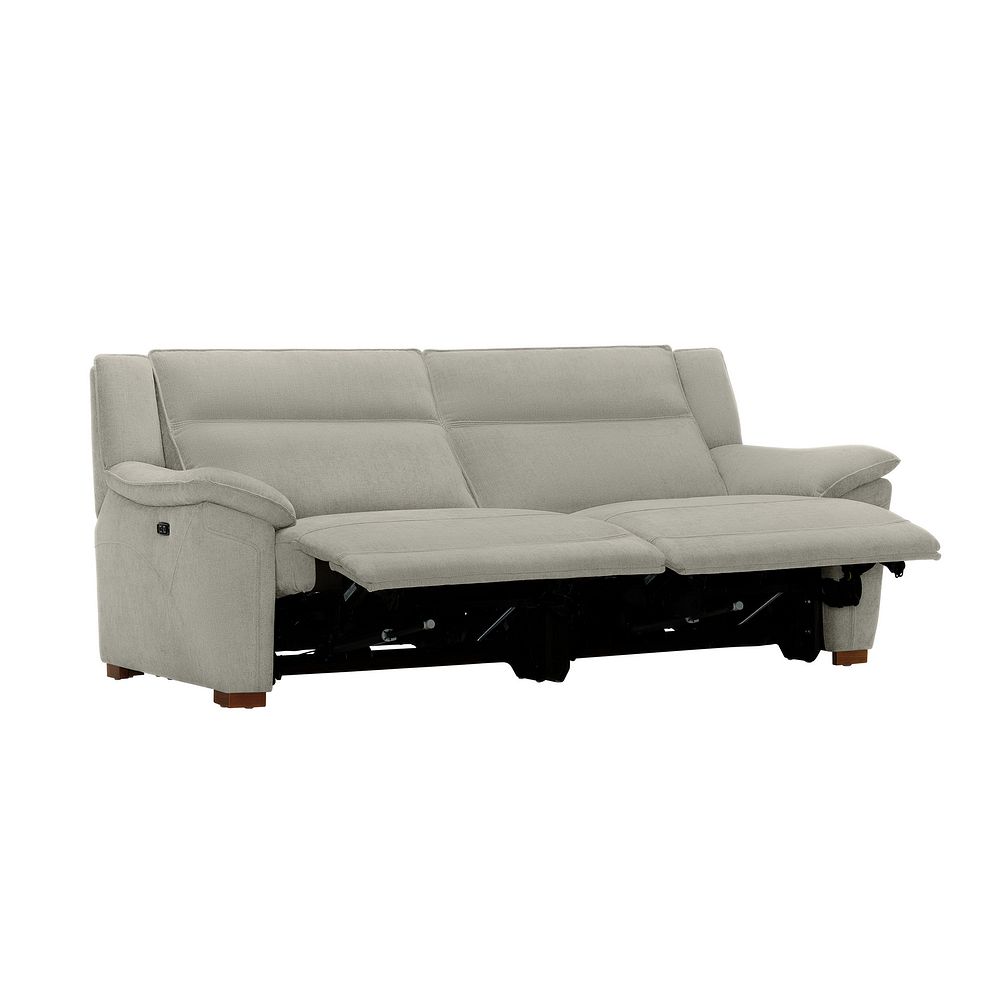 Dune 3 Seater Electric Recliner with Power Headrest Sofa in Sense Light Grey Fabric 7