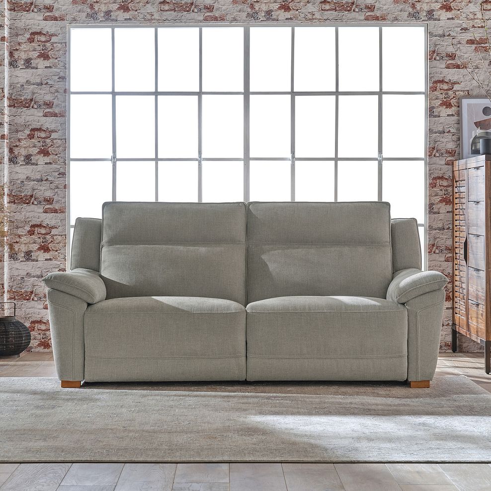 Dune 3 Seater Electric Recliner with Power Headrest Sofa in Sense Light Grey Fabric 3