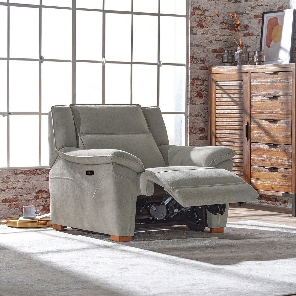 Dune Electric Recliner Armchair in Sense Light Grey Fabric 1