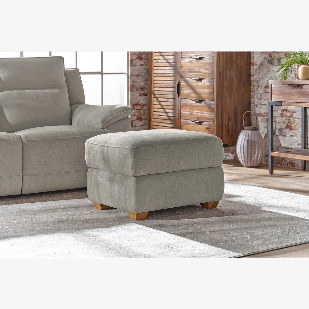 Dune Storage Footstool in Sense Light Grey Fabric 1