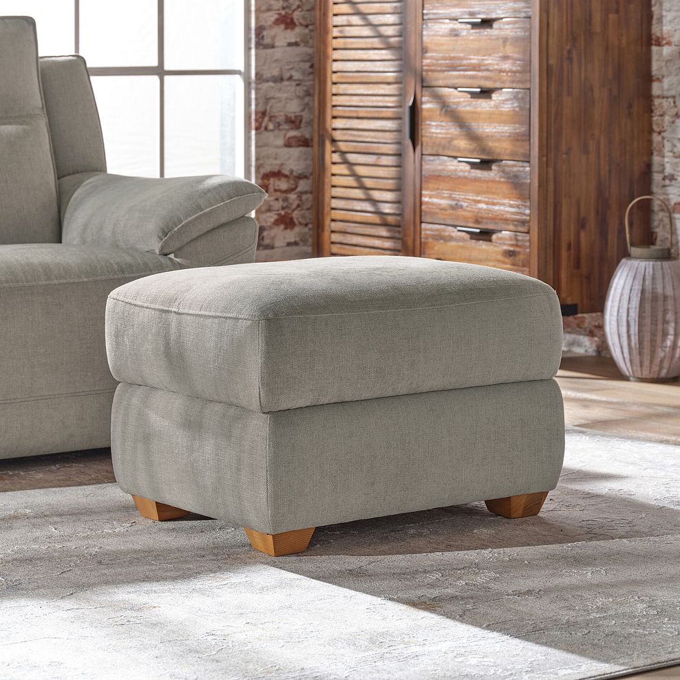 Dune Storage Footstool in Sense Light Grey Fabric 1