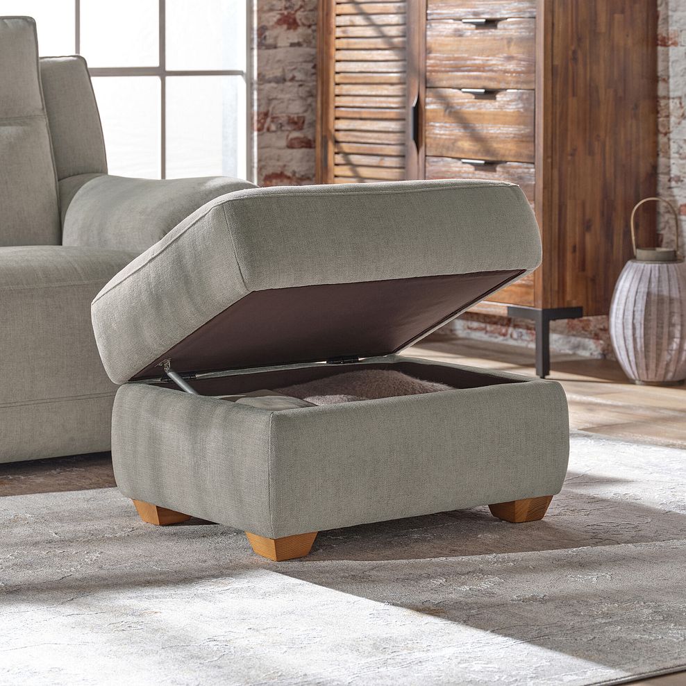 Dune Storage Footstool in Sense Light Grey Fabric 2