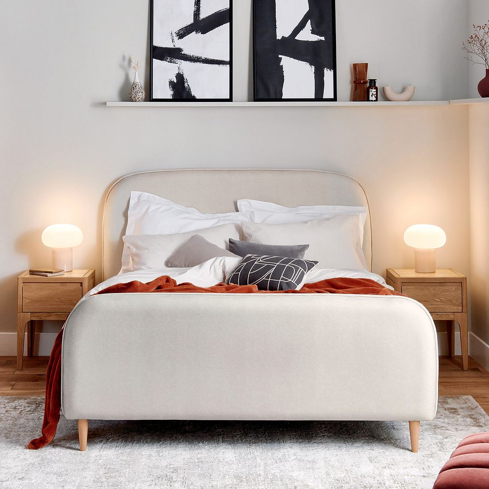 Durham King-Size Bed in Smooth Stone Fabric 2