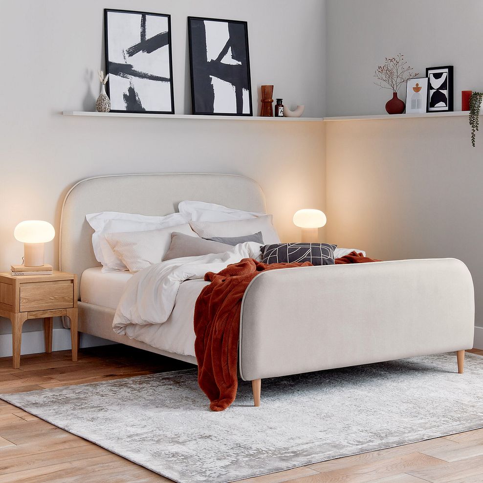 Durham King-Size Bed in Smooth Stone Fabric 1