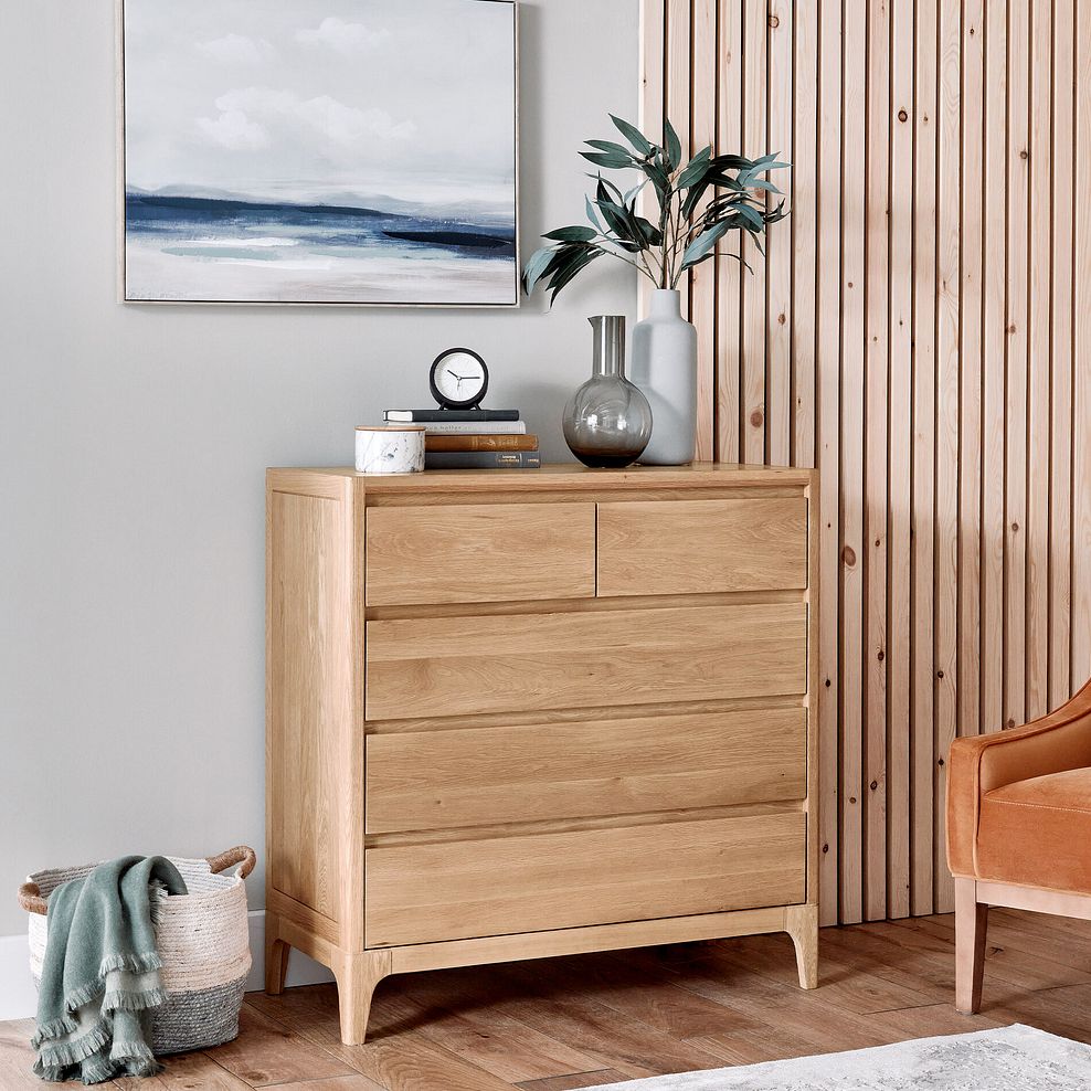 Durham Natural Oak 5 Drawer Chest 2