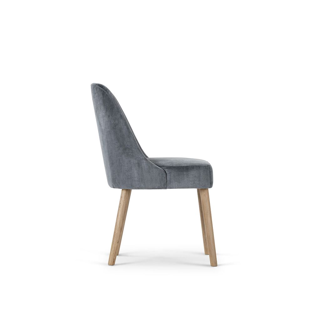 Durham Natural Oak Dining Table + 4 Bette Upholstered Chairs in Grey Fabric 7