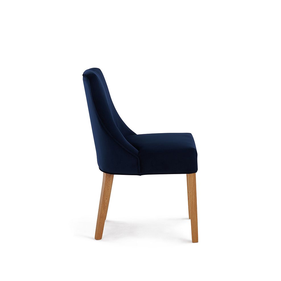 Durham Natural Oak Dining Table + 4 Marlene Chairs with Oak Legs in Midnight Velvet 7