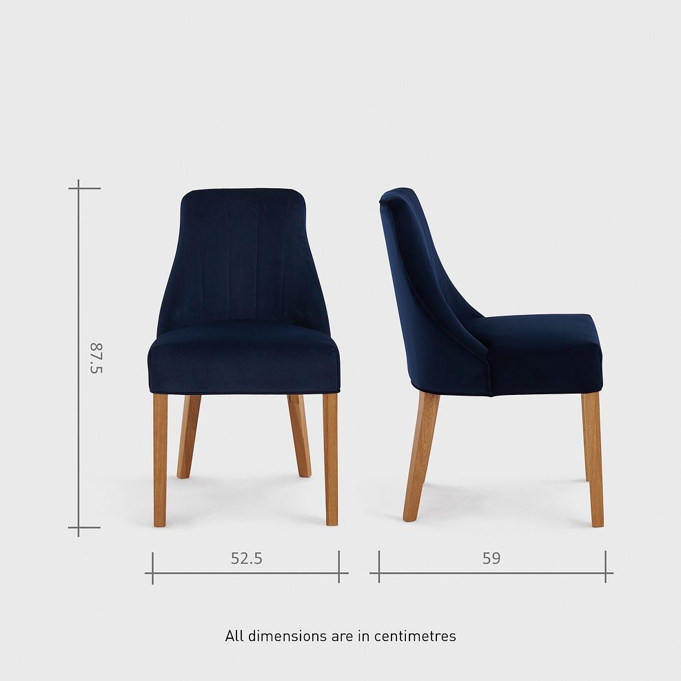 Durham Natural Oak Dining Table + 4 Marlene Chairs with Oak Legs in Midnight Velvet 10