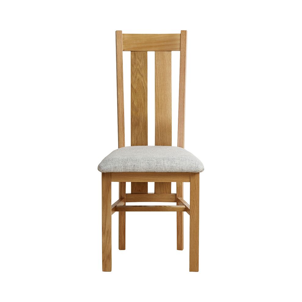 Durham Natural Oak Dining Table + 6 Arched Back Natural Oak Chairs with Plain Grey Fabric Seat 7