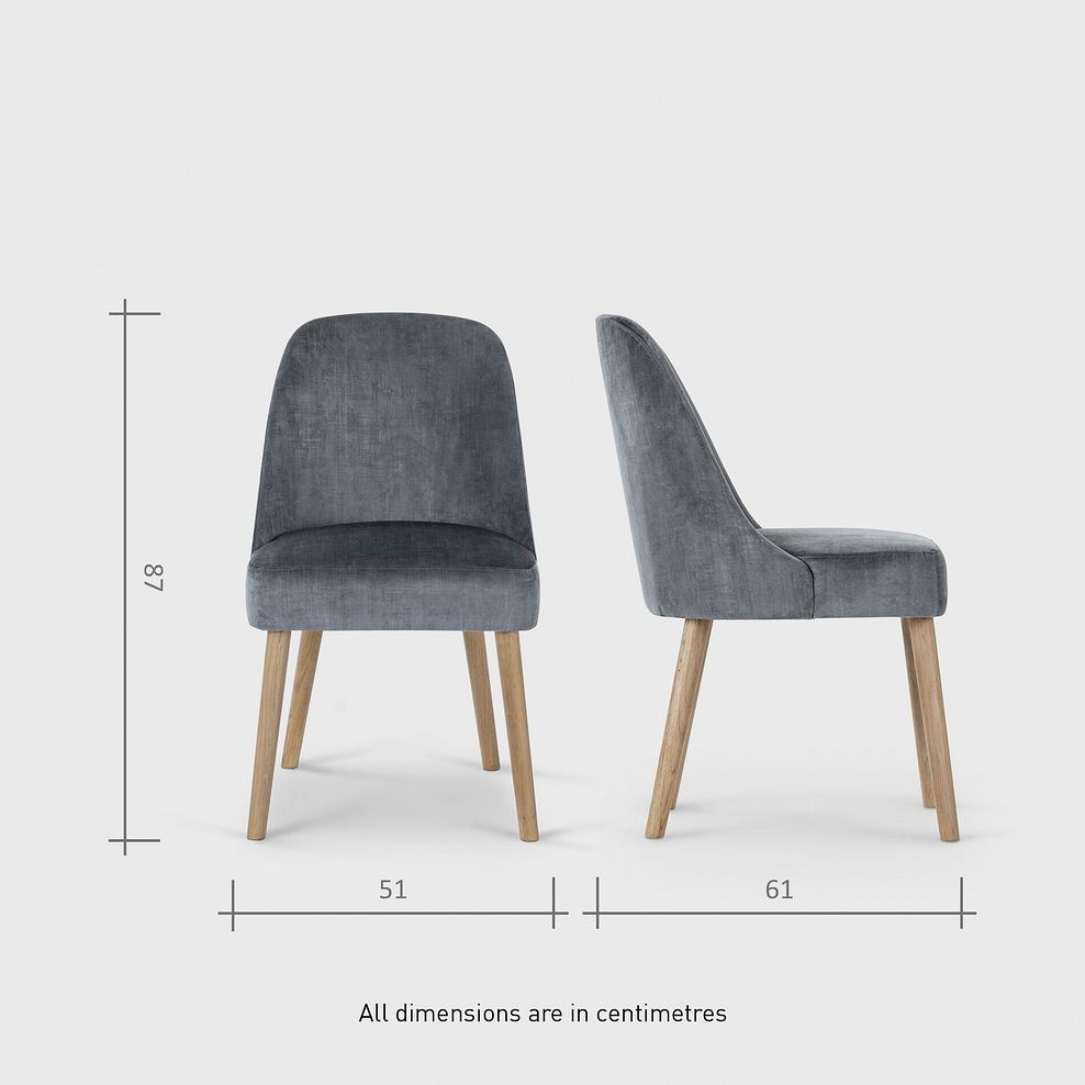 Durham Natural Oak Dining Table + 6 Bette Upholstered Chairs in Grey Fabric 9