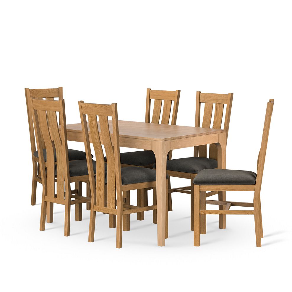 Durham Natural Oak Fixed Dining Table And 6 Arched Backs In Verona Chocolate  1