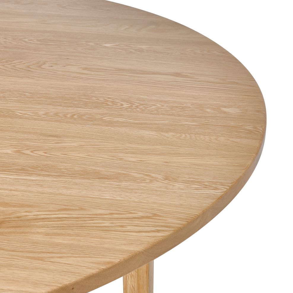 Durham Natural Oak Round Dining Table 120cm + 4 Scroll Back Chairs in Heritage Mink Velvet with Oak Legs 4