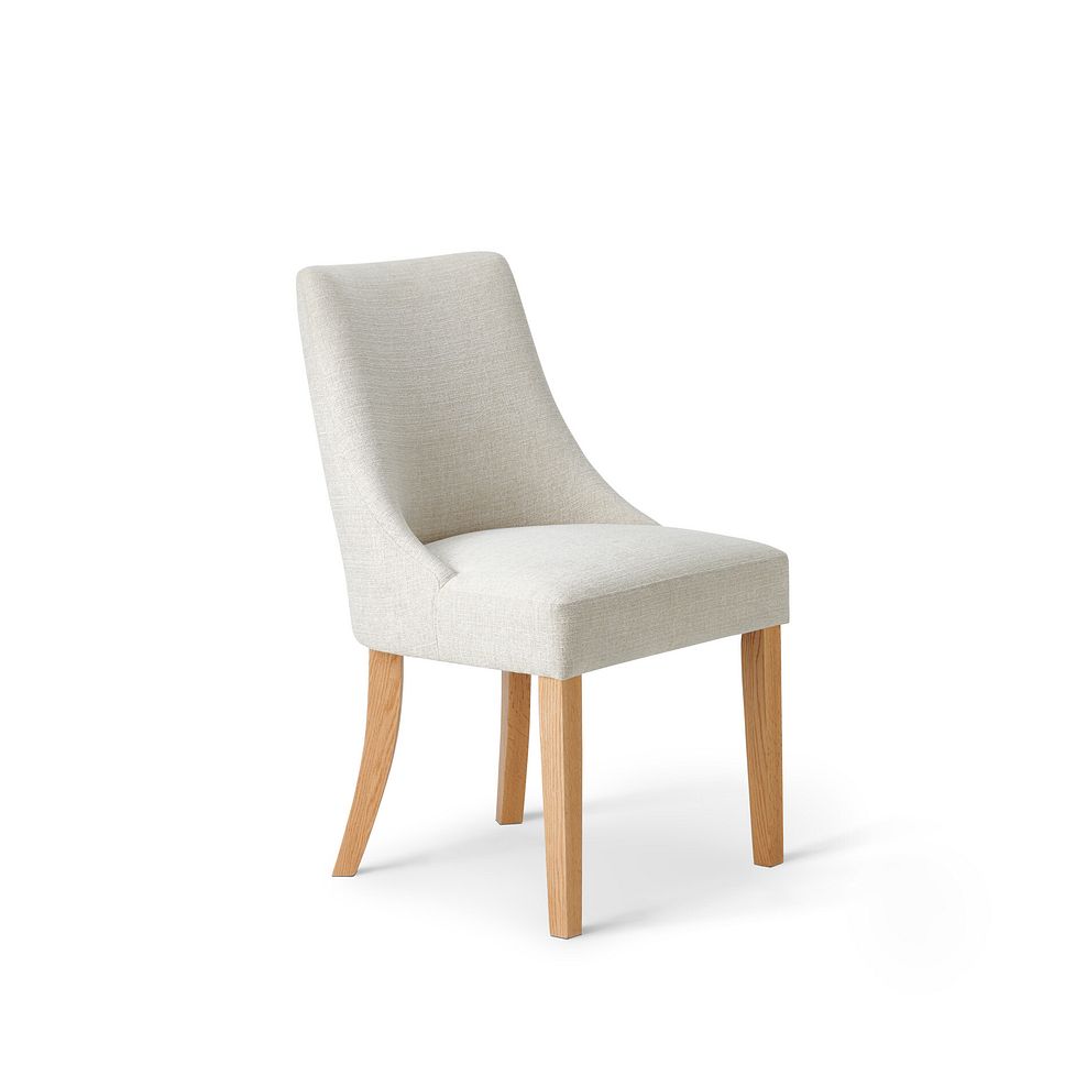 Durham Natural Oak Round Dining Table 120cm + 4 Zola Chairs in Conway Stone Fabric with Oak leg 10