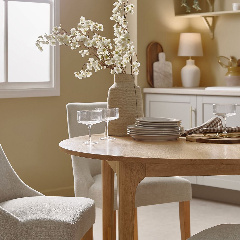 Durham Natural Oak Round Dining Table 120cm 2