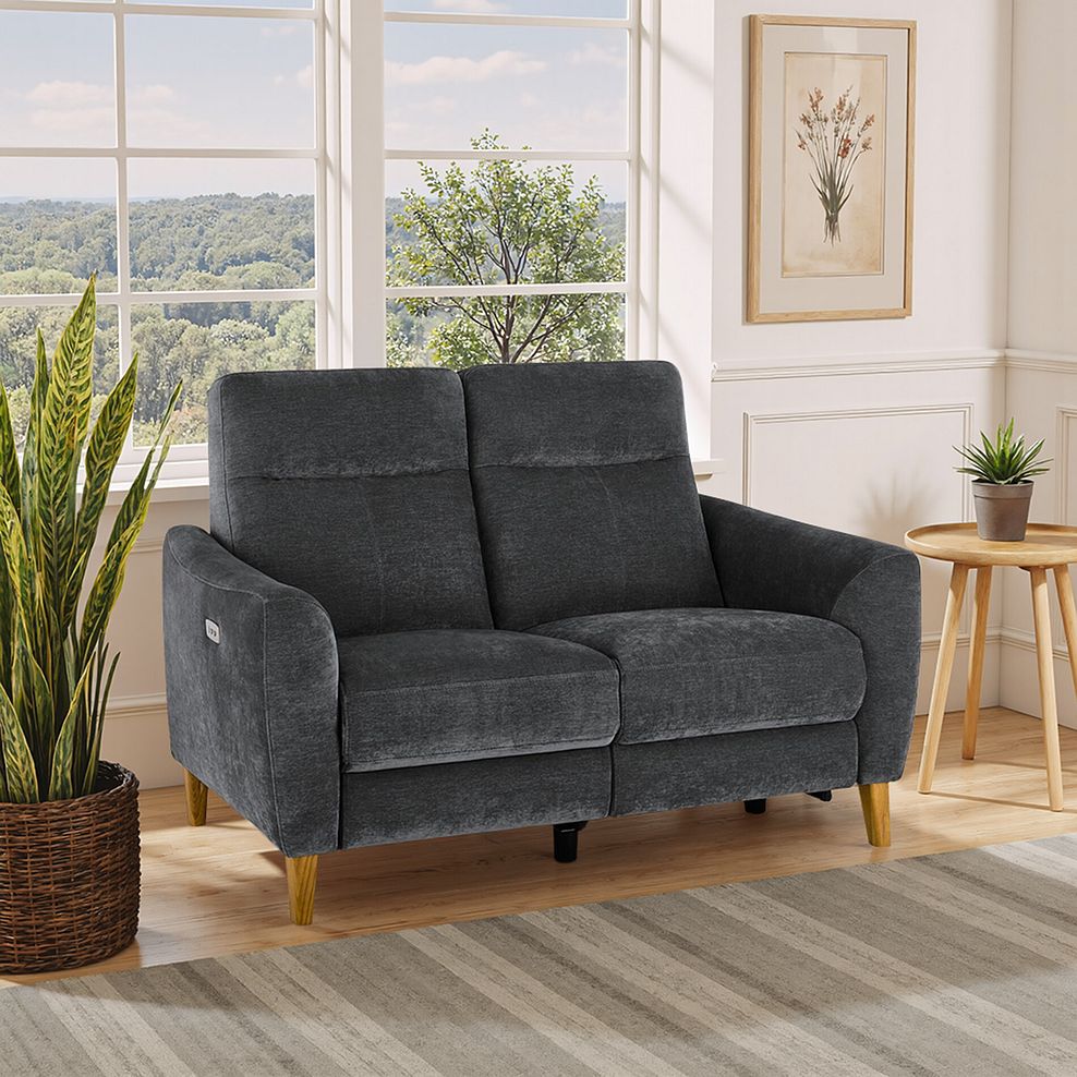 Dylan 2 Seater Electric Recliner Sofa in Amigo Coal Fabric 1