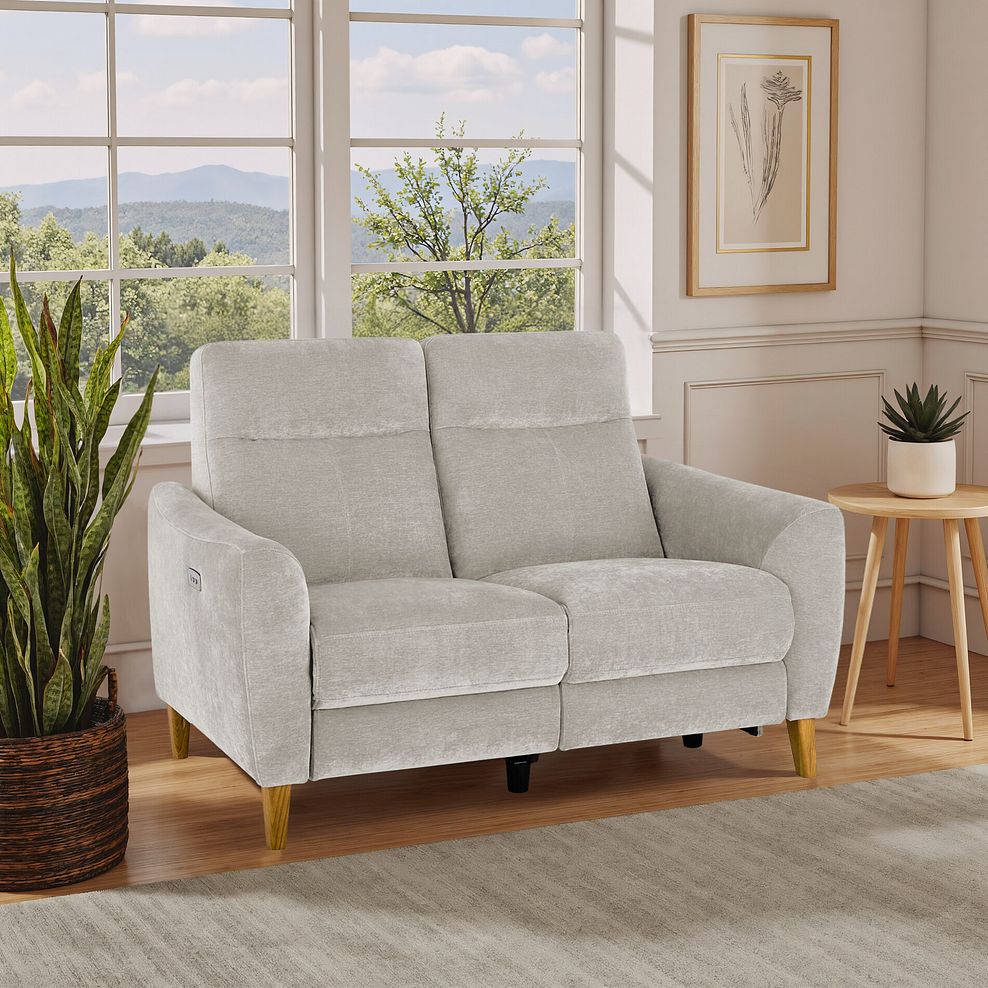 Dylan 2 Seater Electric Recliner Sofa in Amigo Dove Fabric 1