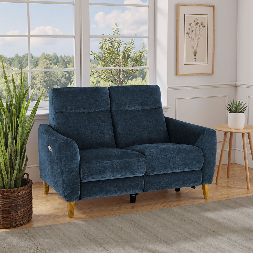 Dylan 2 Seater Electric Recliner Sofa in Amigo Navy Fabric 1