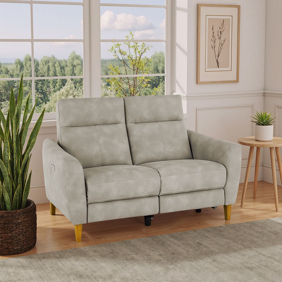 Dylan 2 Seater Electric Recliner Sofa in Oxford Beige Fabric 1