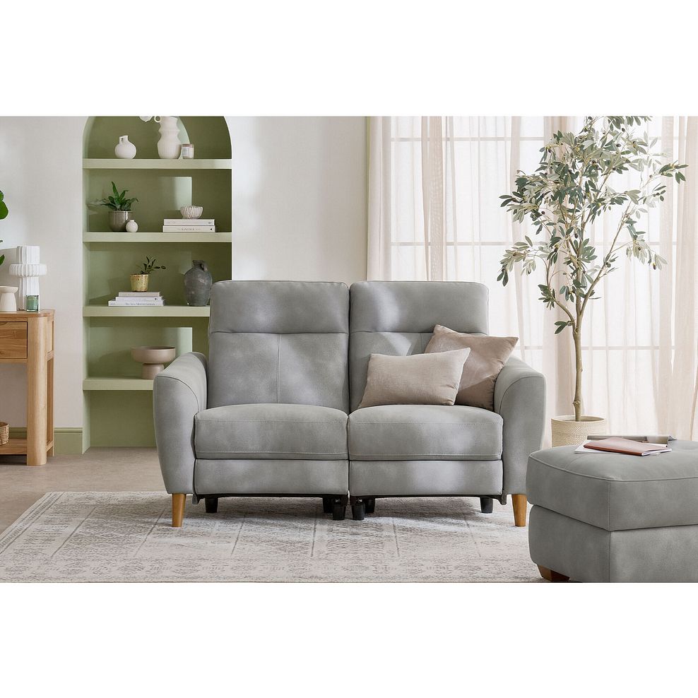 Dylan 2 Seater Electric Recliner Sofa in Oxford Grey Fabric 1