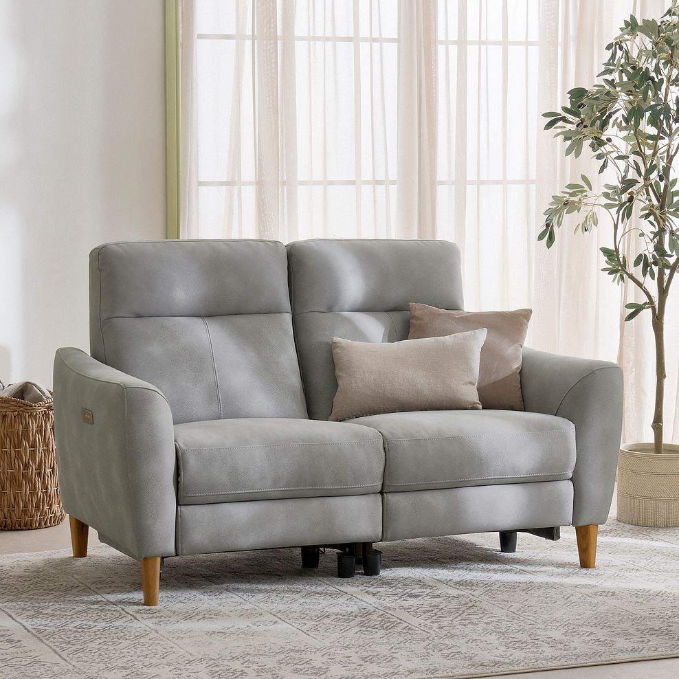 Dylan 2 Seater Electric Recliner Sofa in Oxford Grey Fabric 3