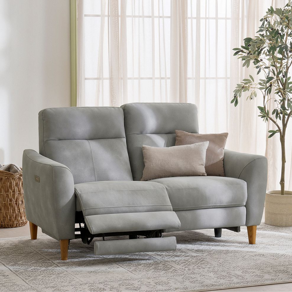 Dylan 2 Seater Electric Recliner Sofa in Oxford Grey Fabric 1