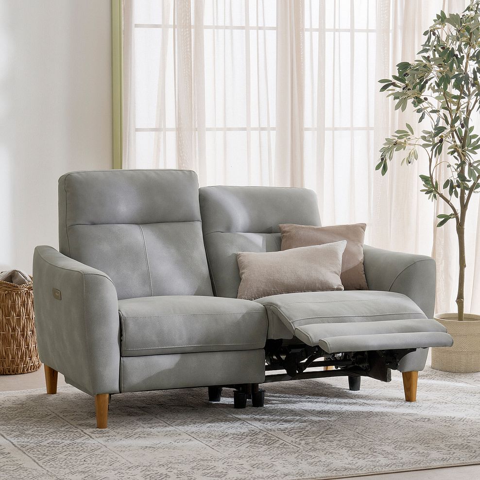 Dylan 2 Seater Electric Recliner Sofa in Oxford Grey Fabric 2