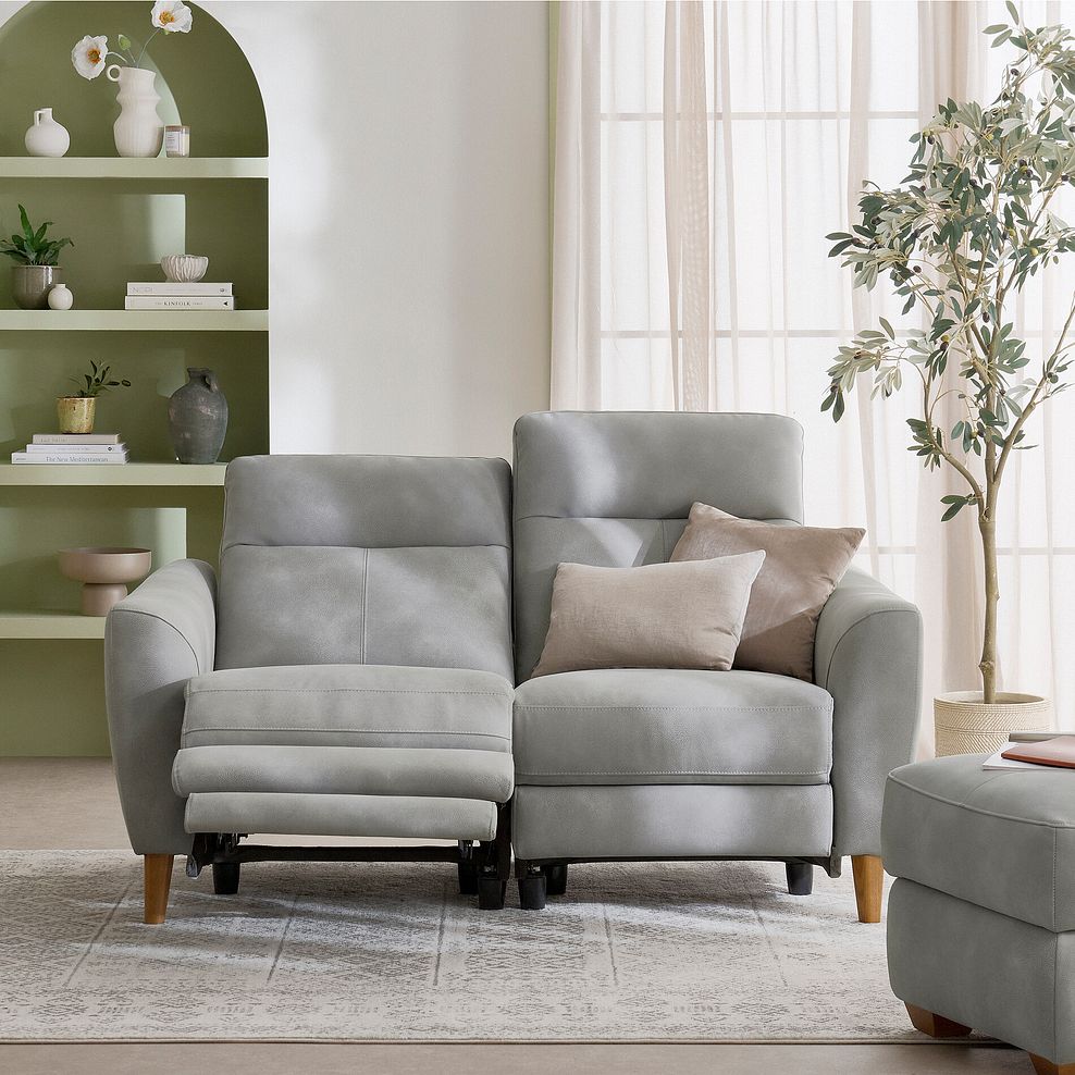 Dylan 2 Seater Electric Recliner Sofa in Oxford Grey Fabric 5