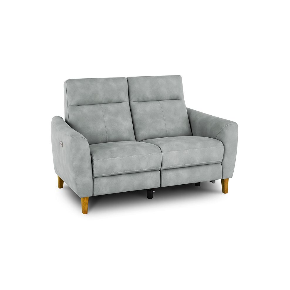 Dylan 2 Seater Electric Recliner Sofa in Oxford Silver Fabric 1