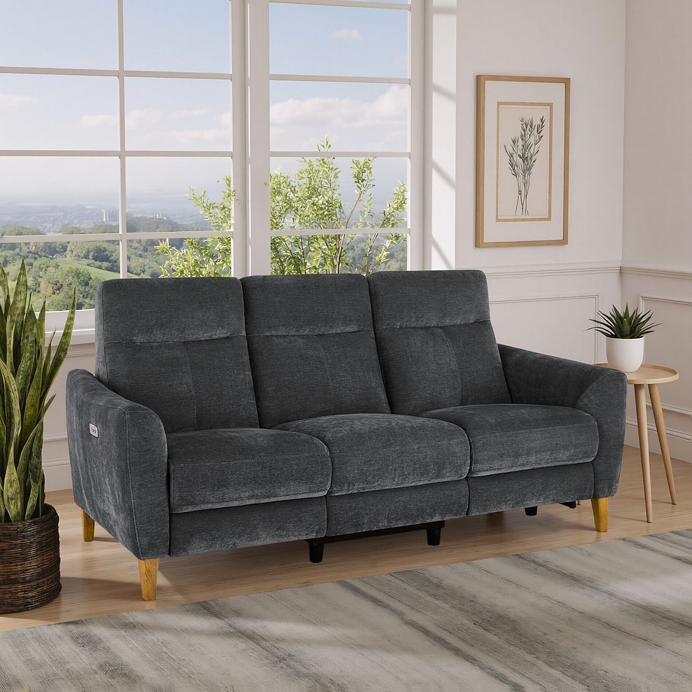 Dylan 3 Seater Electric Recliner Sofa in Amigo Coal Fabric 1