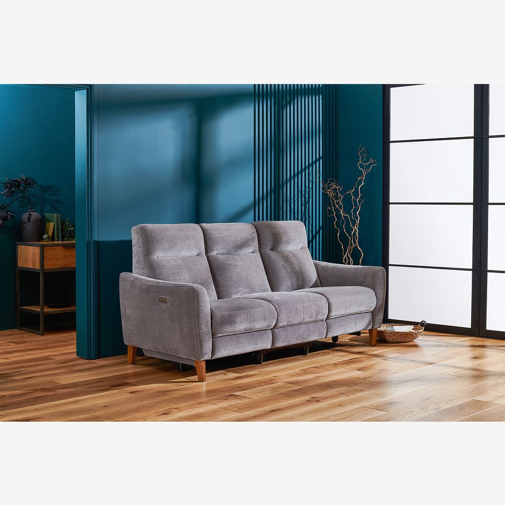 Dylan 3 Seater Electric Recliner Sofa in Amigo Granite Fabric 1