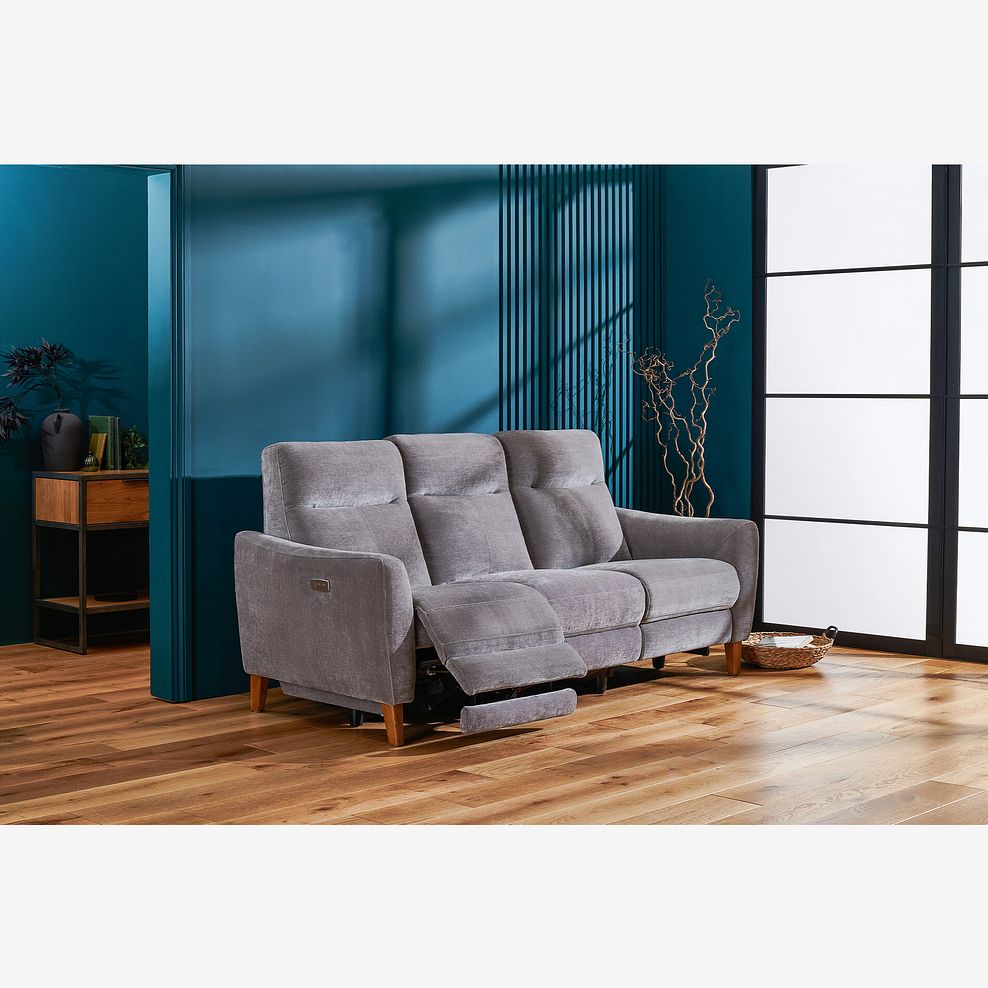 Dylan 3 Seater Electric Recliner Sofa in Amigo Granite Fabric 2