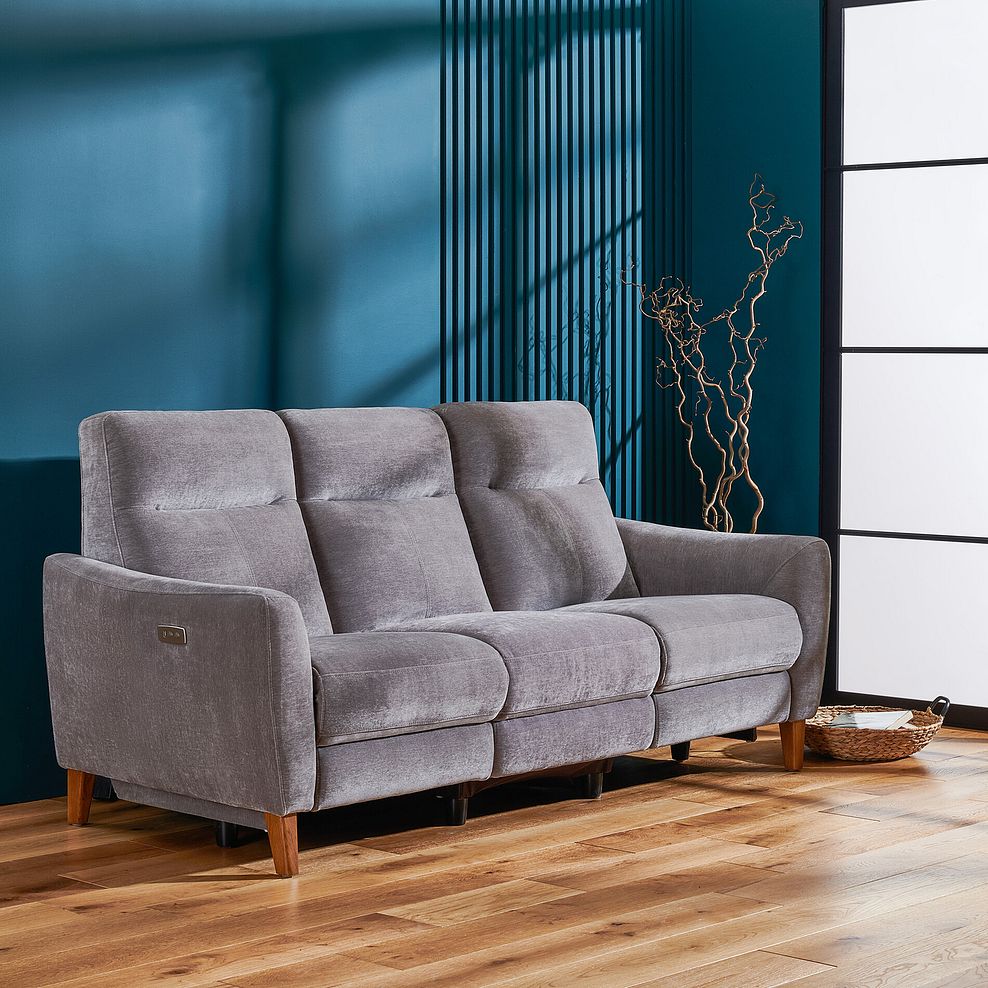 Dylan 3 Seater Electric Recliner Sofa in Amigo Granite Fabric 2