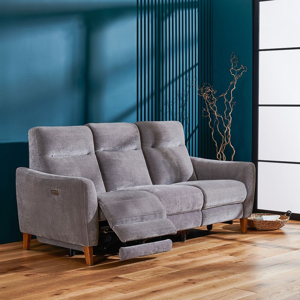 Dylan 3 Seater Electric Recliner Sofa in Amigo Granite Fabric 1
