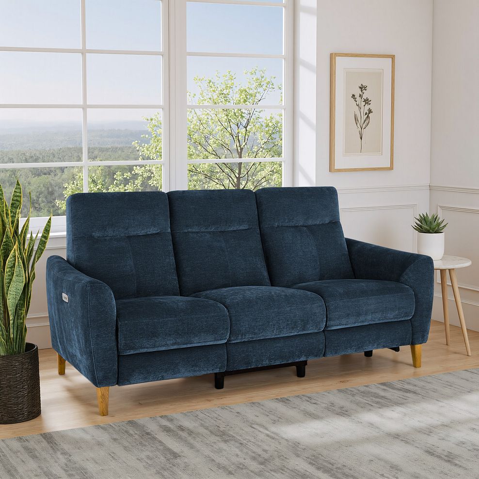 Dylan 3 Seater Electric Recliner Sofa in Amigo Navy Fabric 1