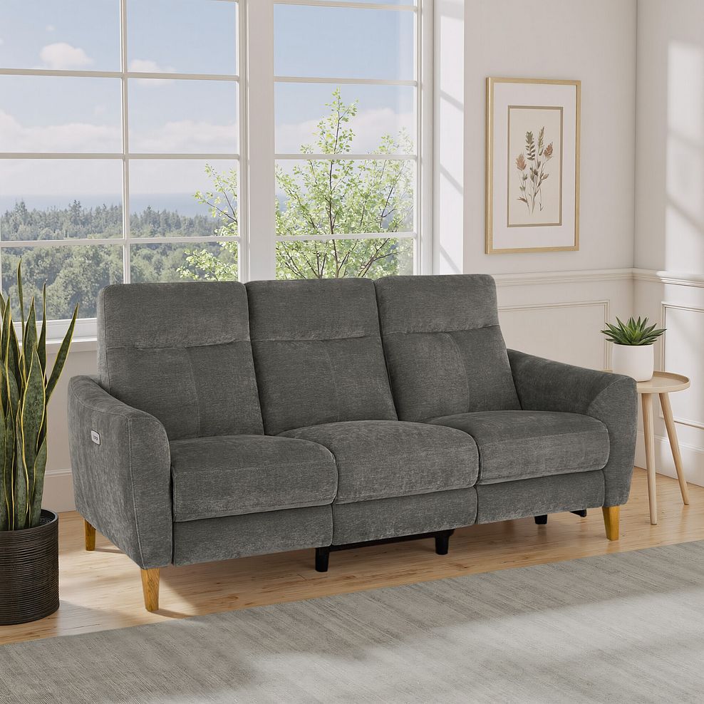 Dylan 3 Seater Electric Recliner Sofa in Darwin Charcoal Fabric 1