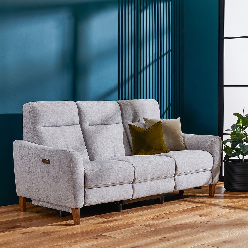Dylan 3 Seater Electric Recliner Sofa in Darwin Silver Fabric 2